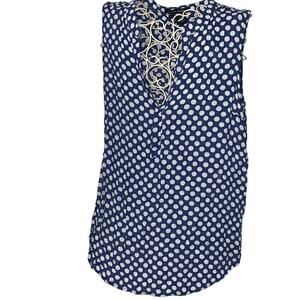 Womans Sandra Ingrish Size L Blue/White Dot 100% Rayon